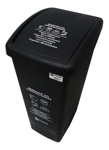 [7702025015191] Black trash can 55 L plastic swing lid